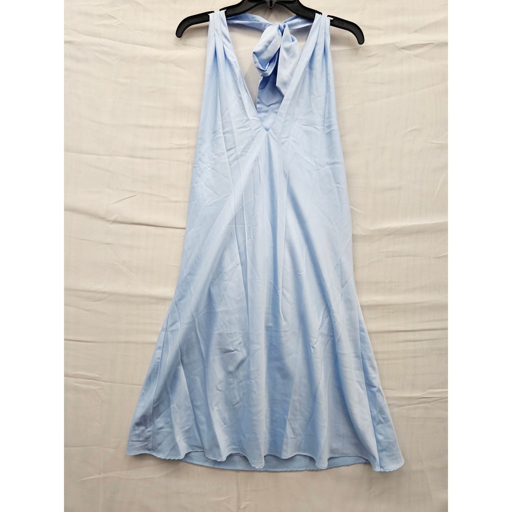 Wild Fable Light Blue Satin Halter Mini Dress Open Back‎ XL NWT 331 09 4493